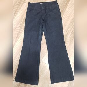 Maurice Size 8-10 Dark Blue Jean Flare Dressy Jeans Mid Waist Pockets